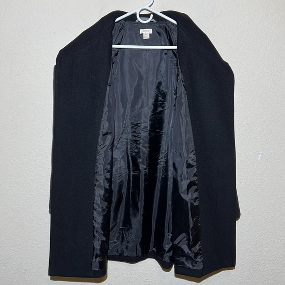 J Crew Wool Coat Leather Sleeves - Picture 4 of 6